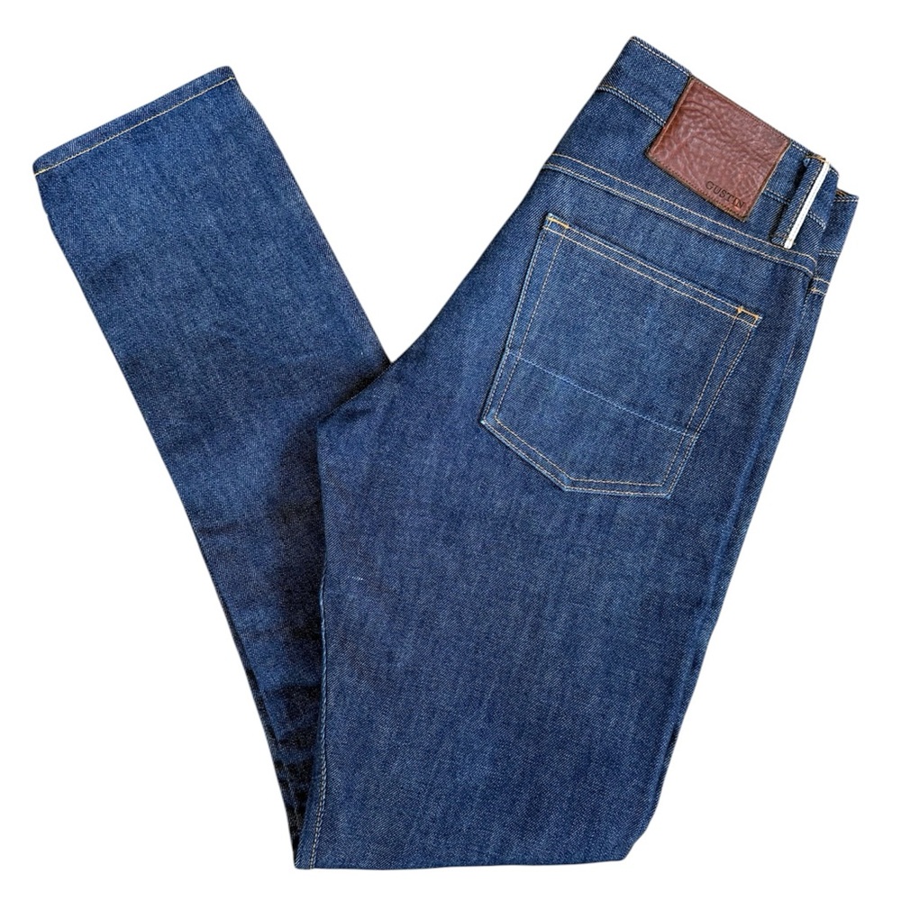 Gustin California Raw Selvedge Denim Jeans Slim Fit Button Fly Men’s Size 32